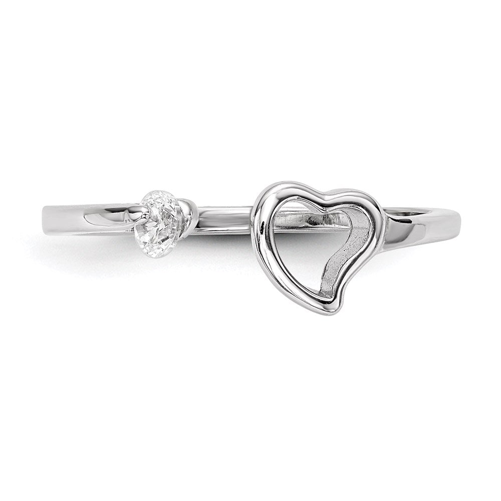 Sterlingsilber Rhodiniert Offen Herz Zirkonia Poliert Ring