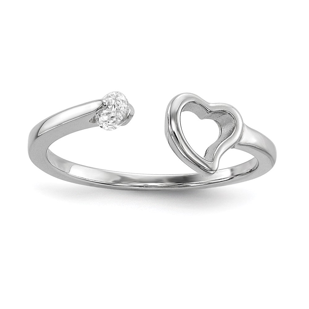 Sterlingsilber Rhodiniert Offen Herz Zirkonia Poliert Ring