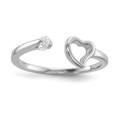 Sterlingsilber Rhodiniert Offen Herz Zirkonia Poliert Ring