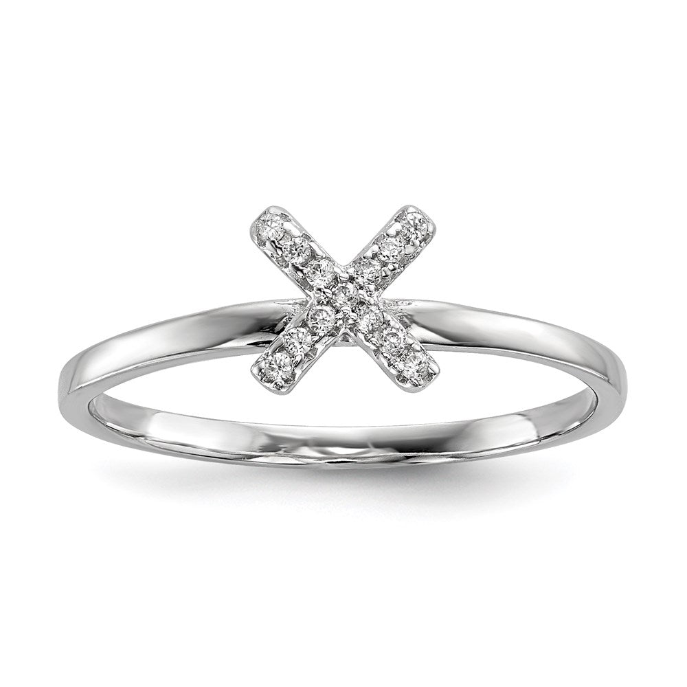 Sterlingsilber Rhodiniert Zirkonia X & O 2 Ring Set (size 7 Nur)