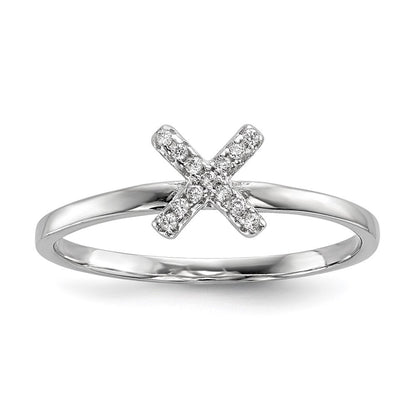 Sterlingsilber Rhodiniert Zirkonia X & O 2 Ring Set (size 7 Nur)