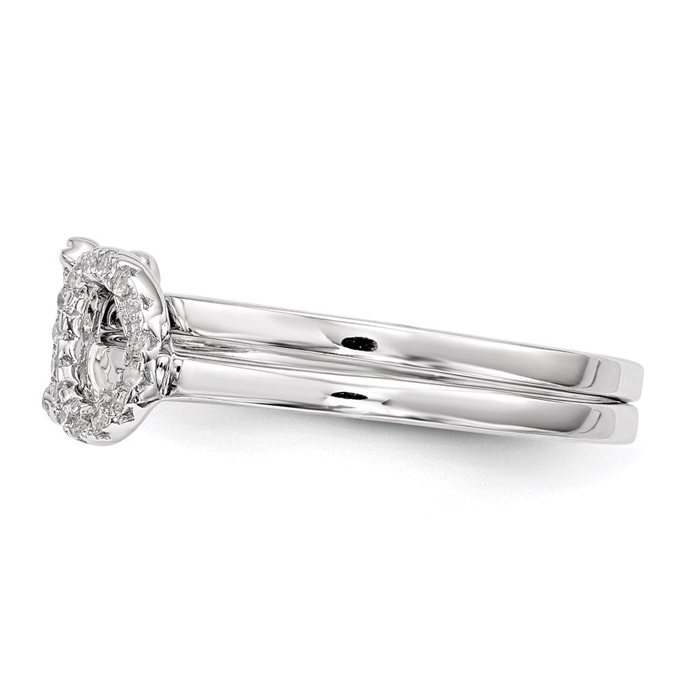 Sterlingsilber Rhodiniert Zirkonia X & O 2 Ring Set (size 7 Nur)
