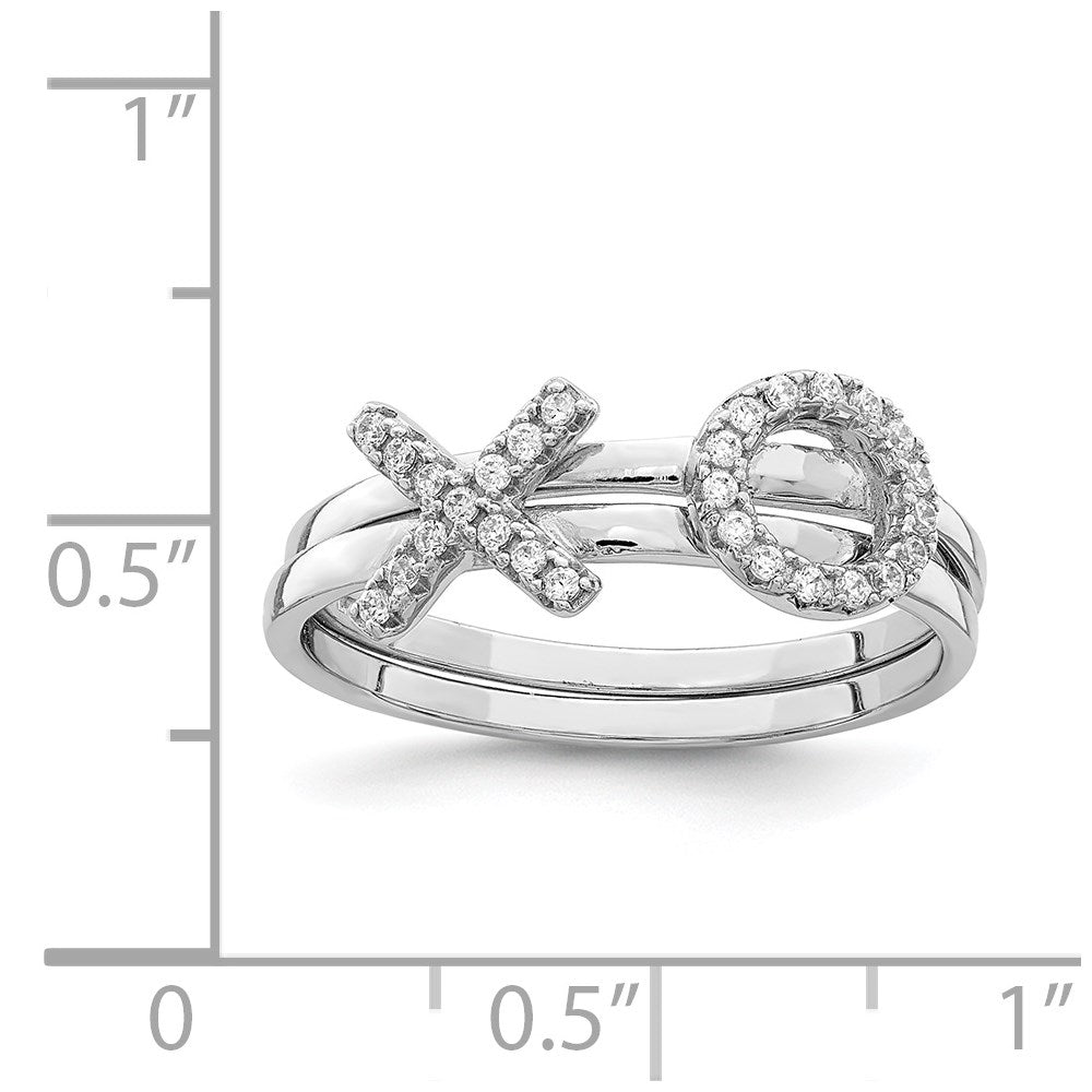 Sterlingsilber Rhodiniert Zirkonia X & O 2 Ring Set (size 7 Nur)