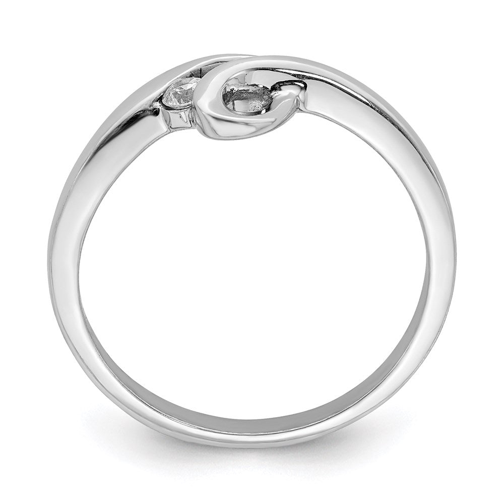 Sterlingsilber Rhodiniert Poliert mit Zirkonia Ring (size 7 Nur)