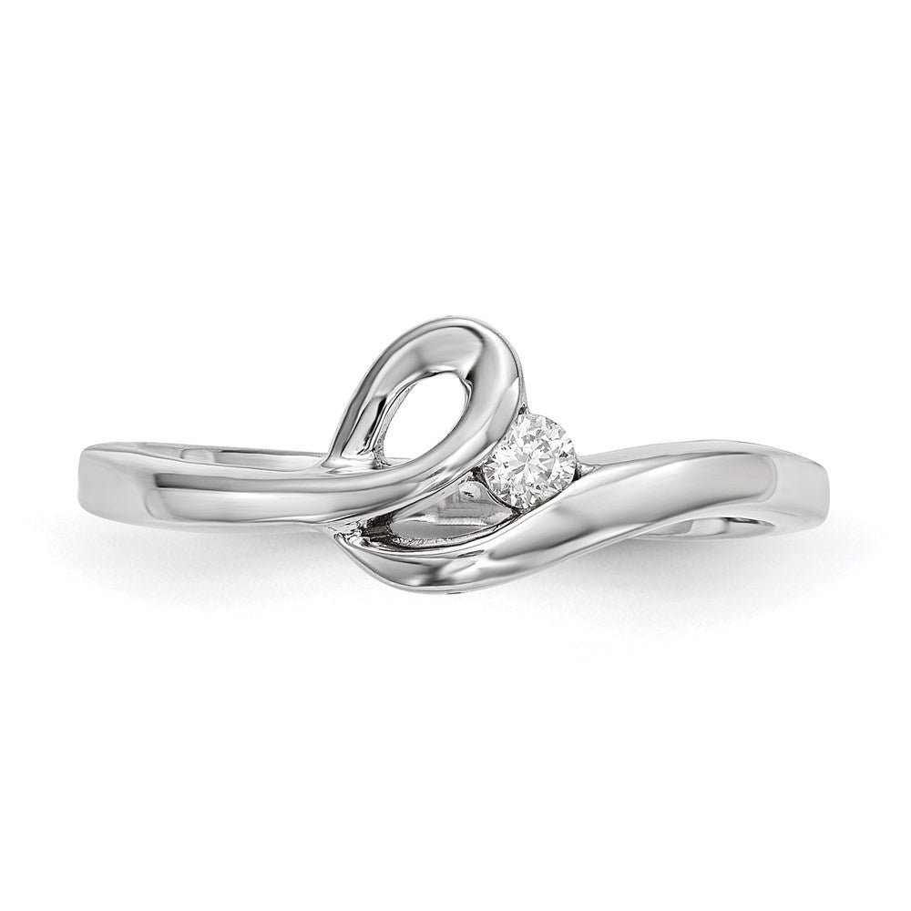 Sterlingsilber Rhodiniert Poliert mit Zirkonia Ring (size 7 Nur)