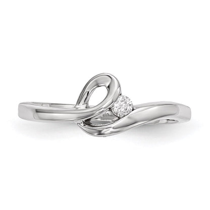 Sterlingsilber Rhodiniert Poliert mit Zirkonia Ring (size 7 Nur)
