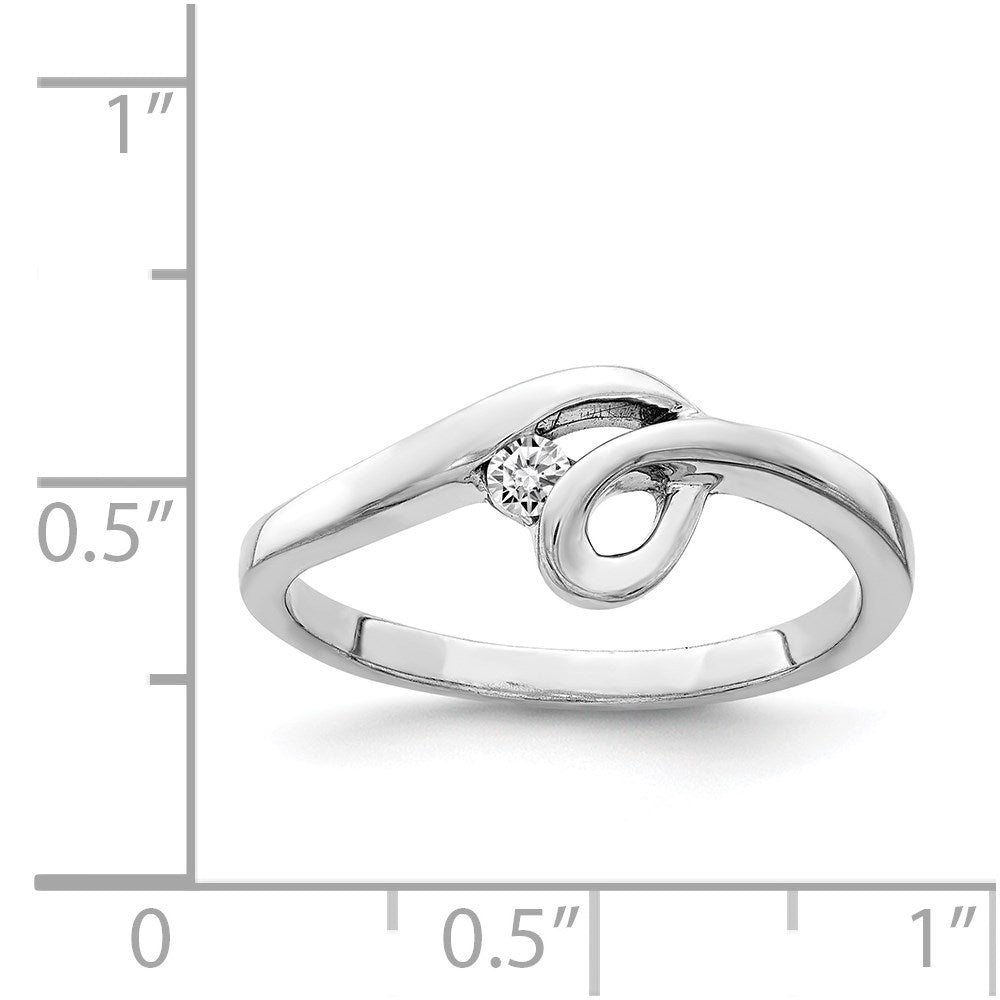 Sterlingsilber Rhodiniert Poliert mit Zirkonia Ring (size 7 Nur)