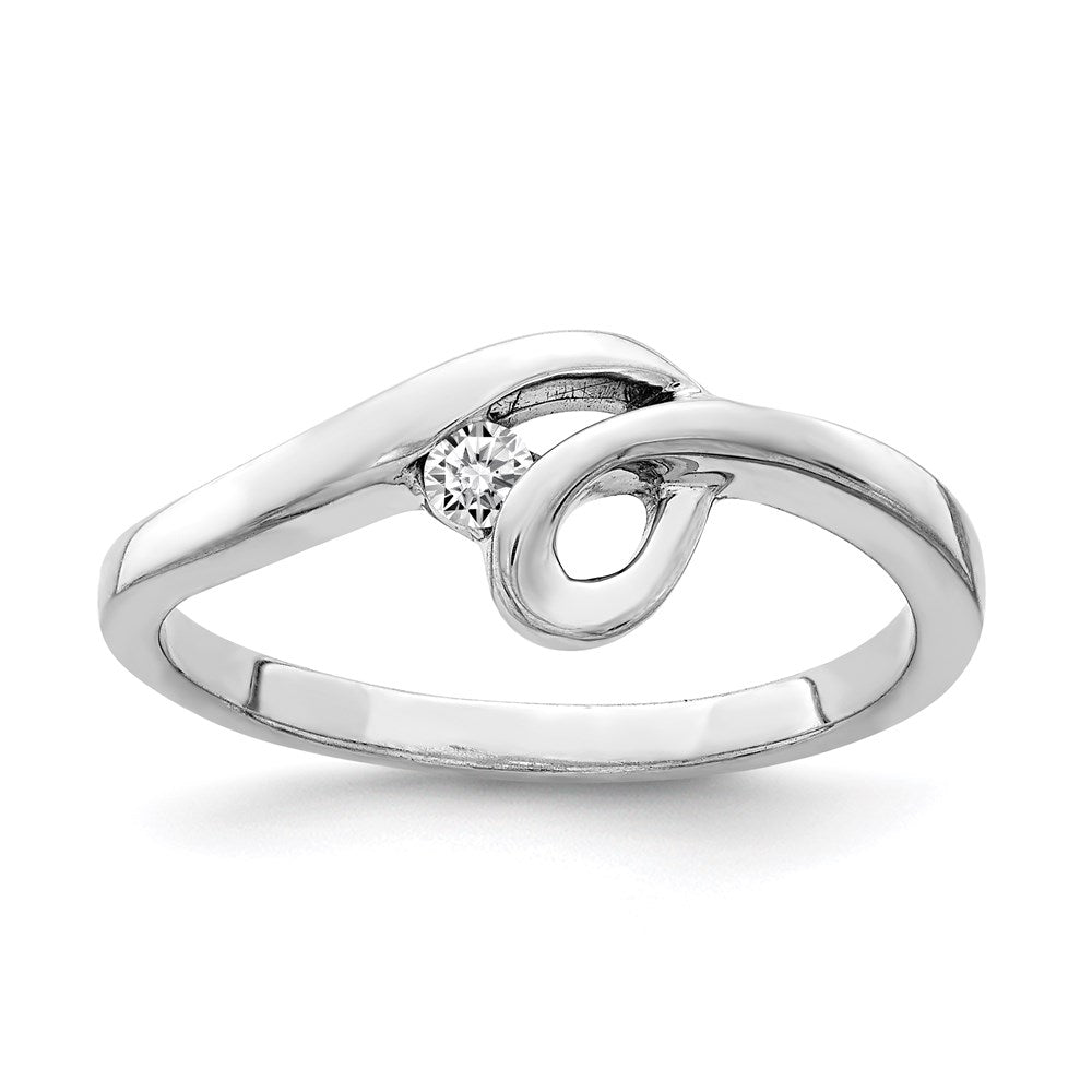 Sterlingsilber Rhodiniert Poliert mit Zirkonia Ring (size 7 Nur)