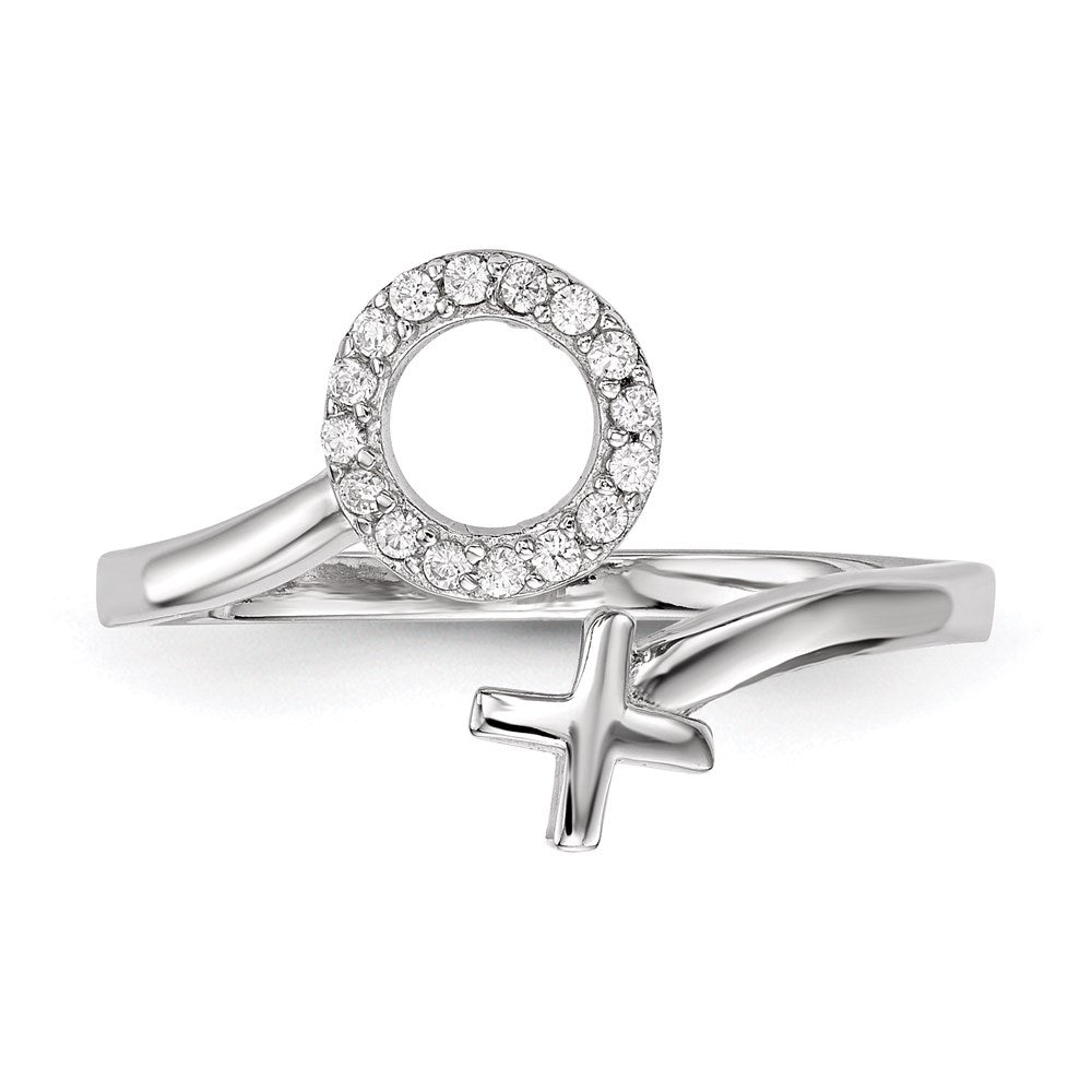 Sterlingsilber Rhodiniert X und O Zirkonia Ring (size 7 Nur)