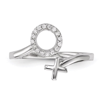 Sterlingsilber Rhodiniert X und O Zirkonia Ring (size 7 Nur)