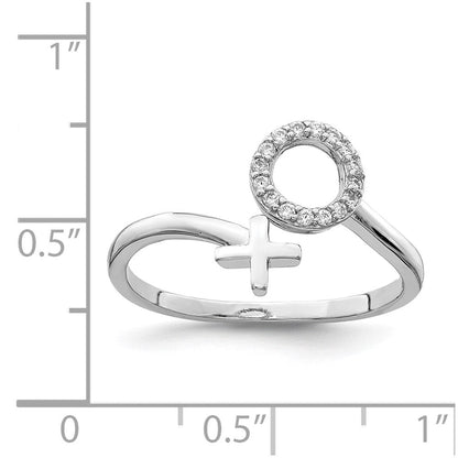 Sterlingsilber Rhodiniert X und O Zirkonia Ring (size 7 Nur)