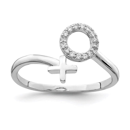 Sterlingsilber Rhodiniert X und O Zirkonia Ring (size 7 Nur)