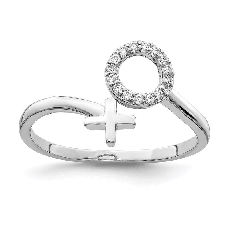 Sterlingsilber Rhodiniert X und O Zirkonia Ring (size 7 Nur)
