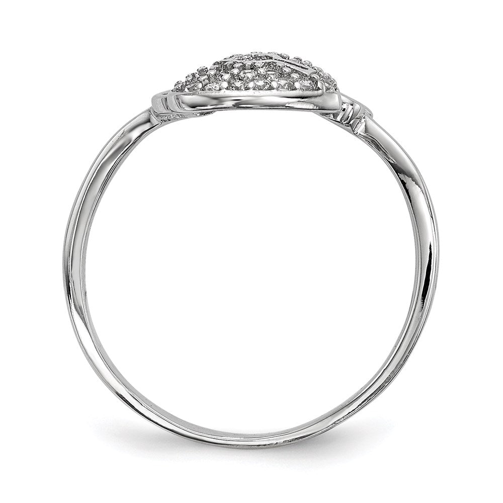 Sterlingsilber Rhodiniert Zirkonia Herz Schloss und Key Ring