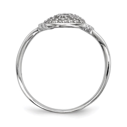 Sterlingsilber Rhodiniert Zirkonia Herz Schloss und Key Ring