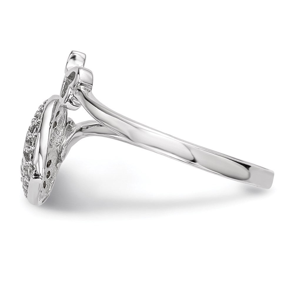 Sterlingsilber Rhodiniert Zirkonia Herz Schloss und Key Ring