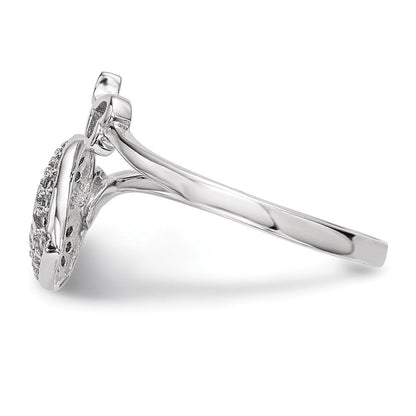 Sterlingsilber Rhodiniert Zirkonia Herz Schloss und Key Ring