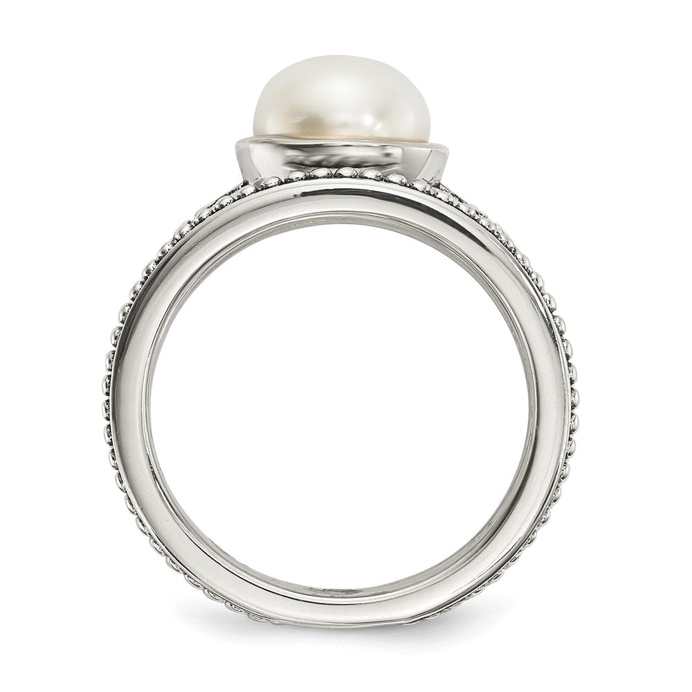 Silber/14K Bicolor Sterlingsilber 14K Antikisiert 8mm Knopf Fwc Perle Set Of 3 Rings