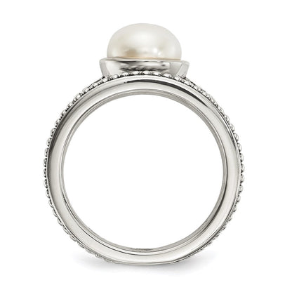 Silber/14K Bicolor Sterlingsilber 14K Antikisiert 8mm Knopf Fwc Perle Set Of 3 Rings