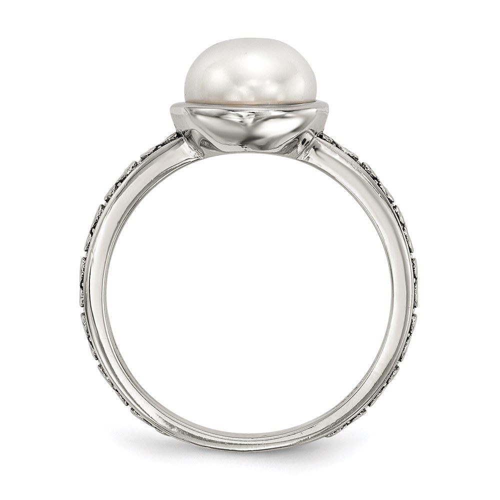 Silber/14K Bicolor Sterlingsilber 14K Antikisiert 8mm Knopf Fwc Perle Set Of 3 Rings