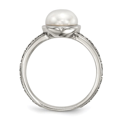 Silber/14K Bicolor Sterlingsilber 14K Antikisiert 8mm Knopf Fwc Perle Set Of 3 Rings