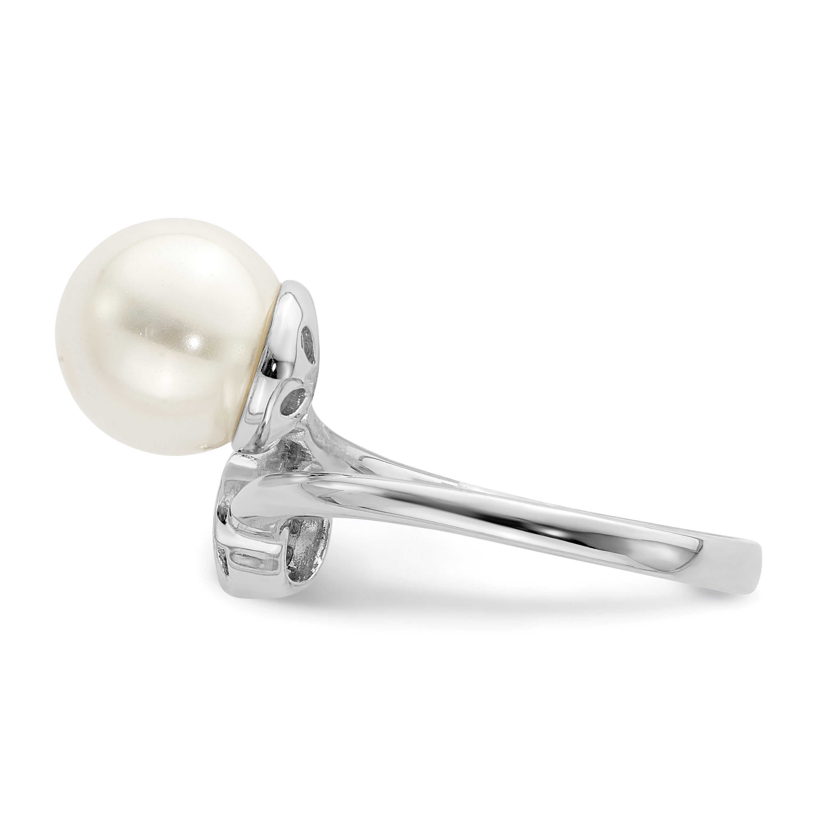 Sterlingsilber Rhodiniert Poliert mit Zirkonia und Acrylic Perle Ring