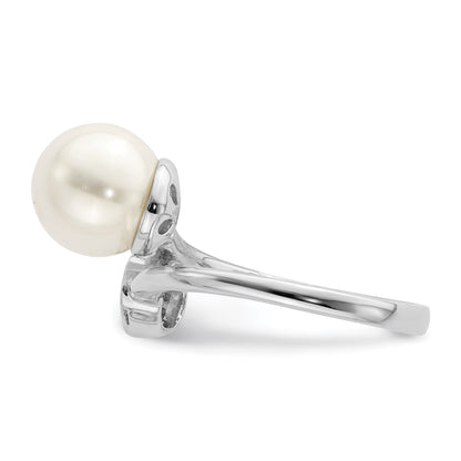 Sterlingsilber Rhodiniert Poliert mit Zirkonia und Acrylic Perle Ring