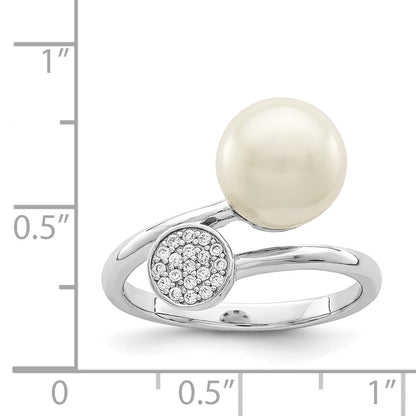 Sterlingsilber Rhodiniert Poliert mit Zirkonia und Acrylic Perle Ring