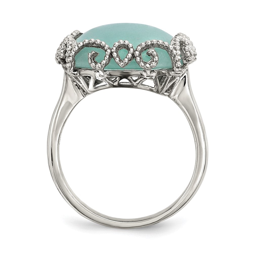 Sterlingsilber Rhodiniert Erzeugt Amazonite Poliert/textured Ring