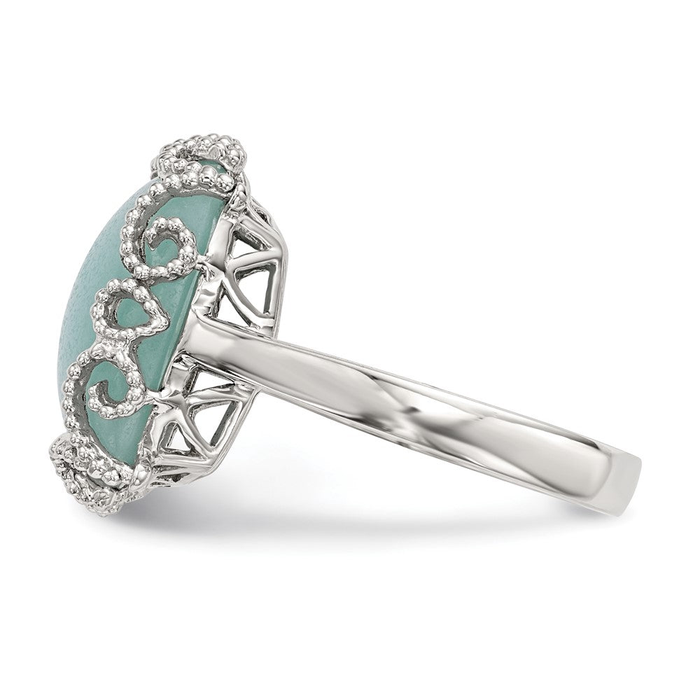 Sterlingsilber Rhodiniert Erzeugt Amazonite Poliert/textured Ring