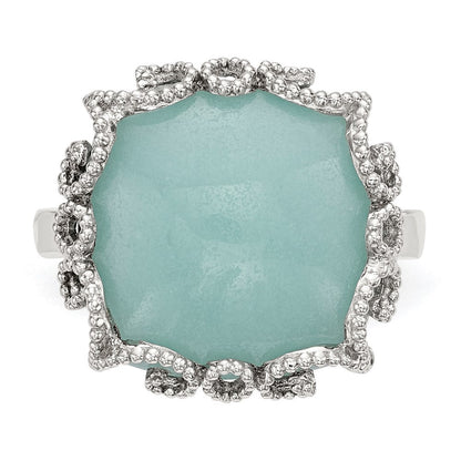 Sterlingsilber Rhodiniert Erzeugt Amazonite Poliert/textured Ring
