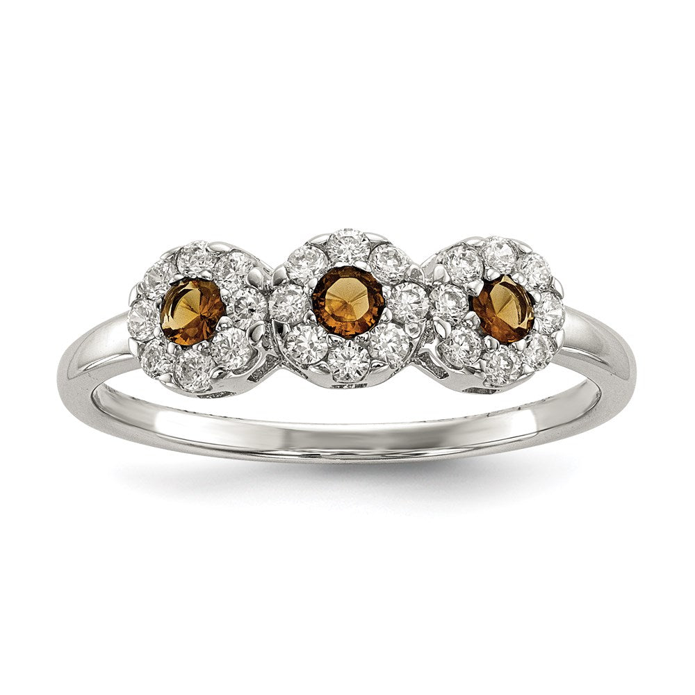 Sterlingsilber Champagne Zirkonia Ring (size 7 Nur)