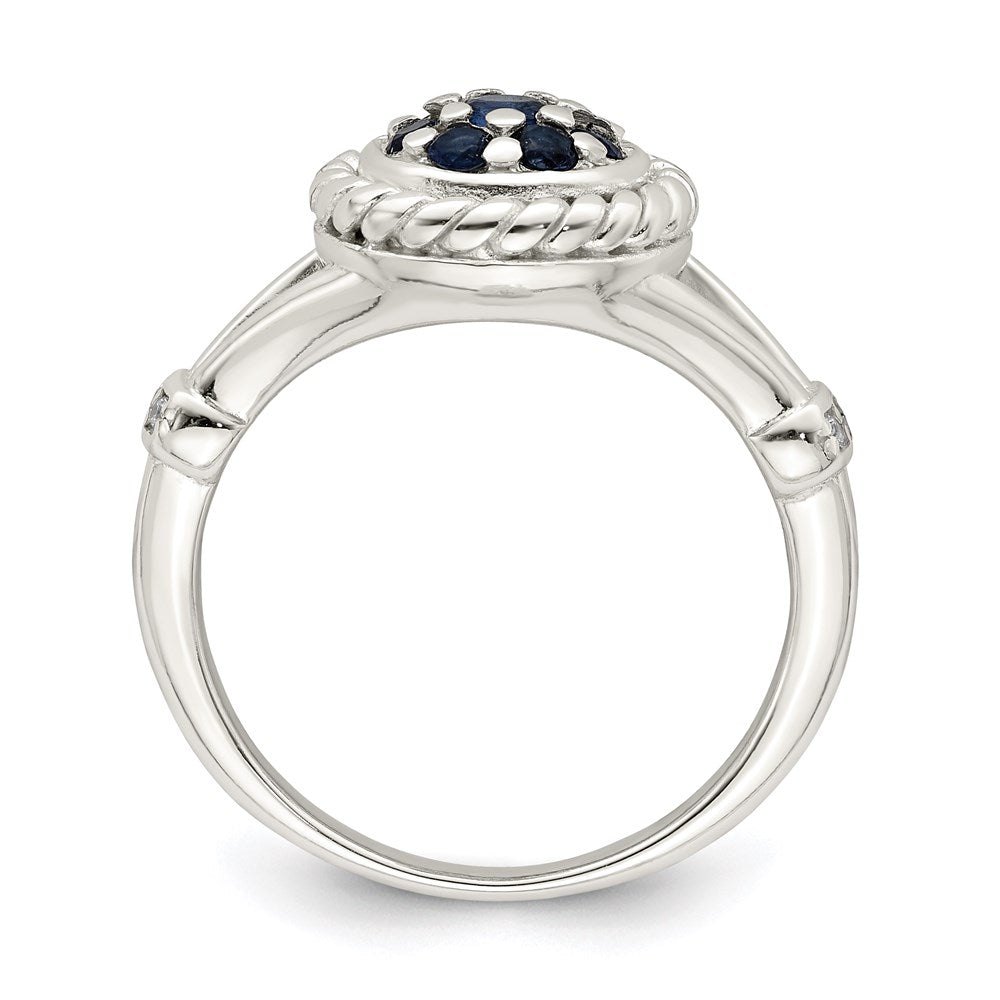 Sterlingsilber Blau & Weiß Zirkonia Ring