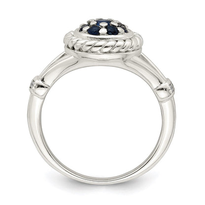 Sterlingsilber Blau & Weiß Zirkonia Ring
