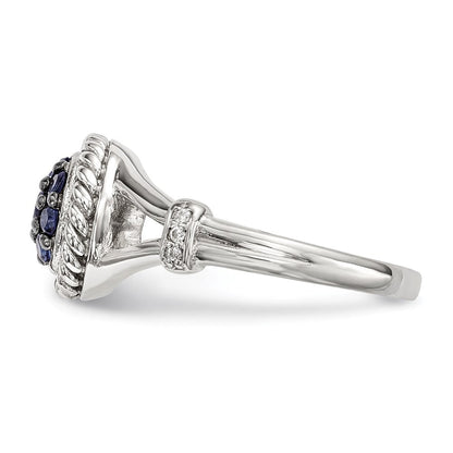 Sterlingsilber Blau & Weiß Zirkonia Ring