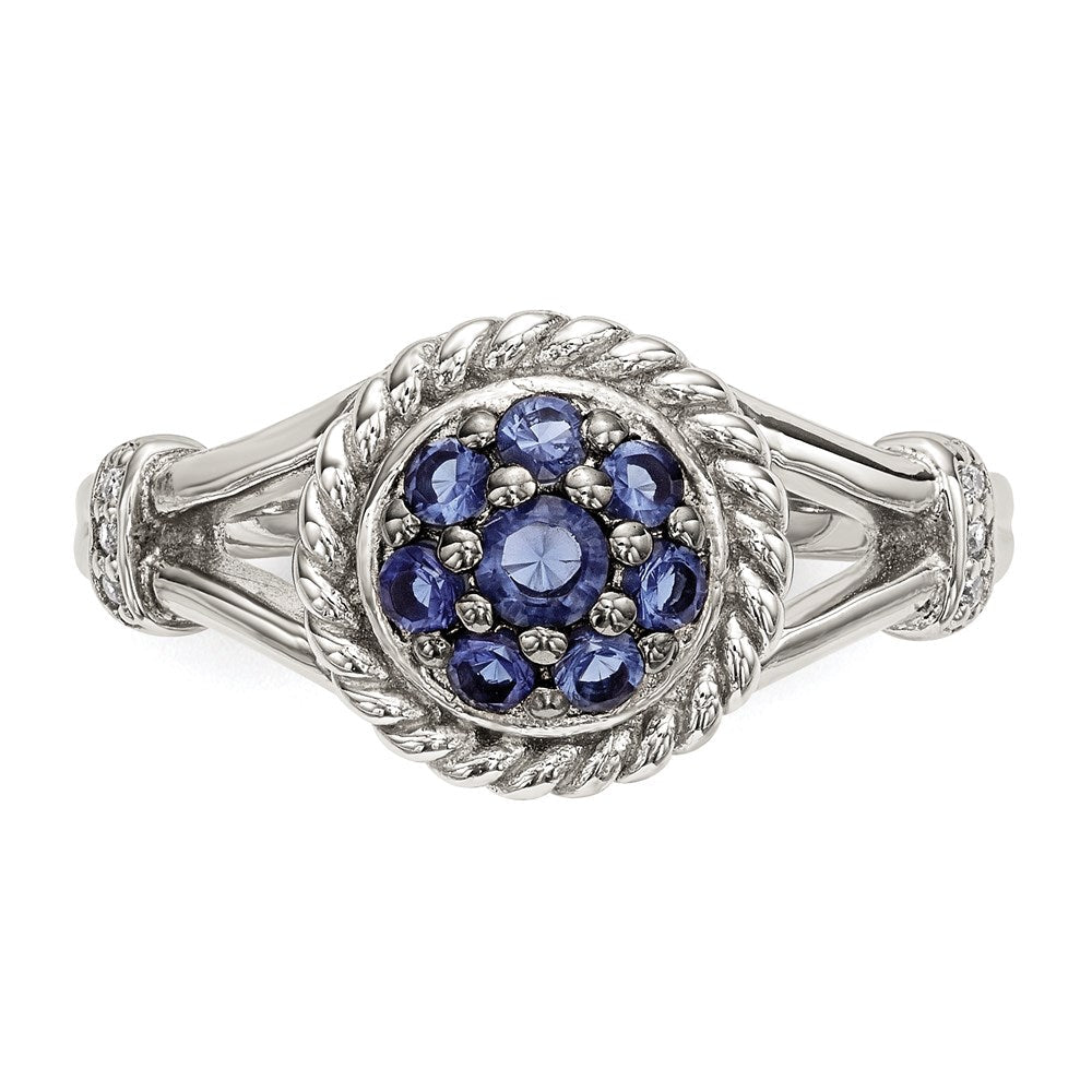 Sterlingsilber Blau & Weiß Zirkonia Ring