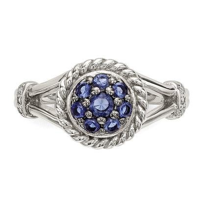 Sterlingsilber Blau & Weiß Zirkonia Ring