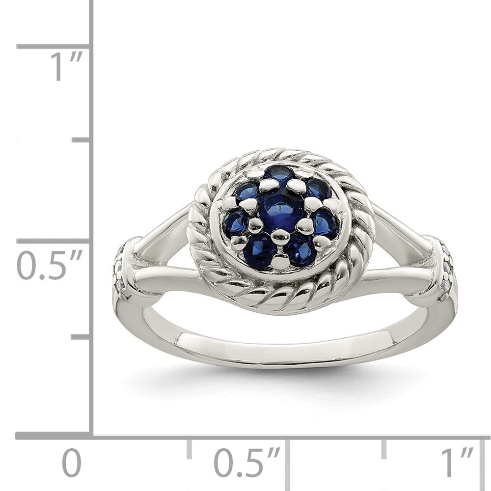 Sterlingsilber Blau & Weiß Zirkonia Ring