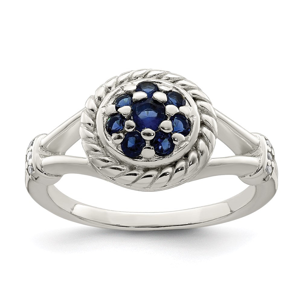 Sterlingsilber Blau & Weiß Zirkonia Ring