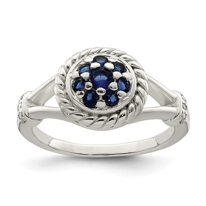 Sterlingsilber Blau & Weiß Zirkonia Ring