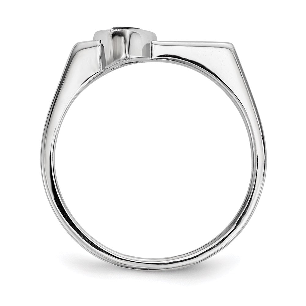Sterlingsilber Rhodiniert Blau Glas Stein Dreieck Ring (size 6 Nur)