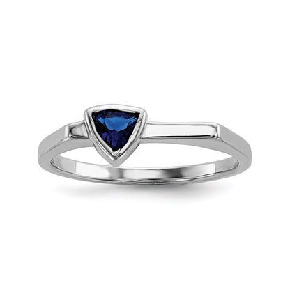 Sterlingsilber Rhodiniert Blau Glas Stein Dreieck Ring (size 6 Nur)
