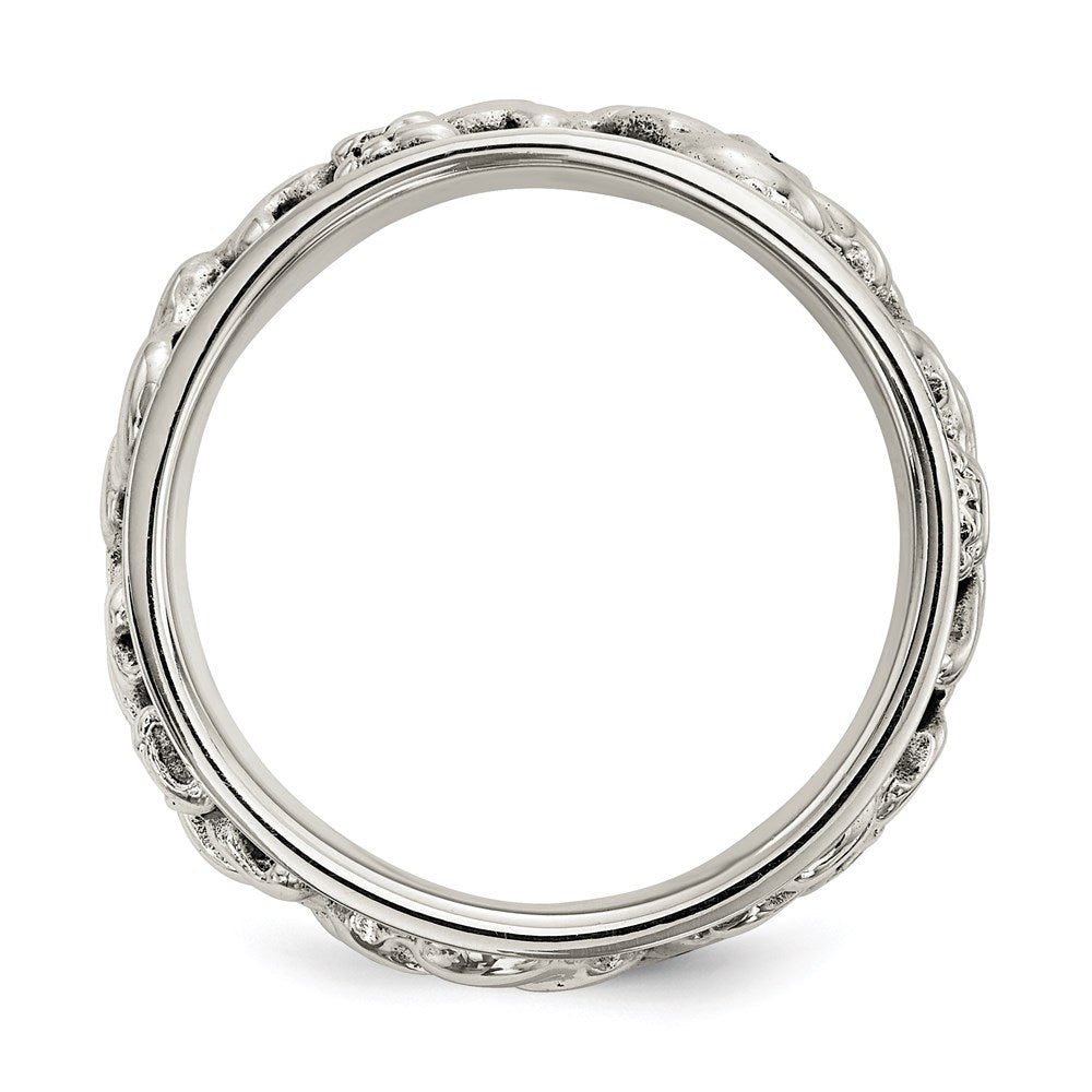 Sterlingsilber Poliert Spinning Mittig Antikisiert Totenkopf Ring