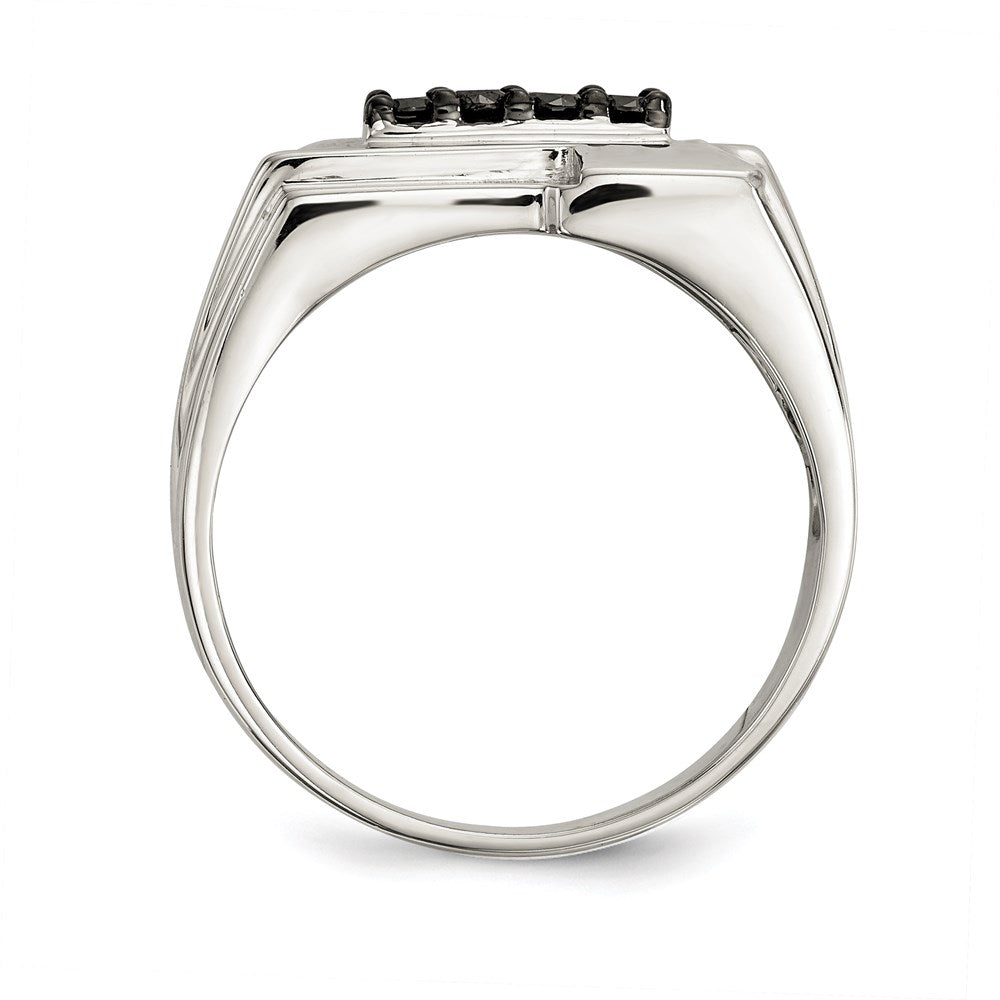 Sterlingsilber Rhodiniert Herren Schwarz Diamant Poliert Ring