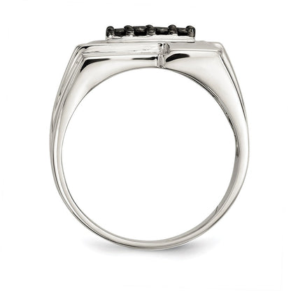 Sterlingsilber Rhodiniert Herren Schwarz Diamant Poliert Ring