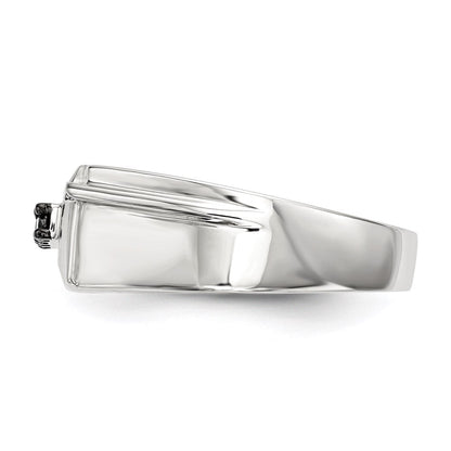 Sterlingsilber Rhodiniert Herren Schwarz Diamant Poliert Ring