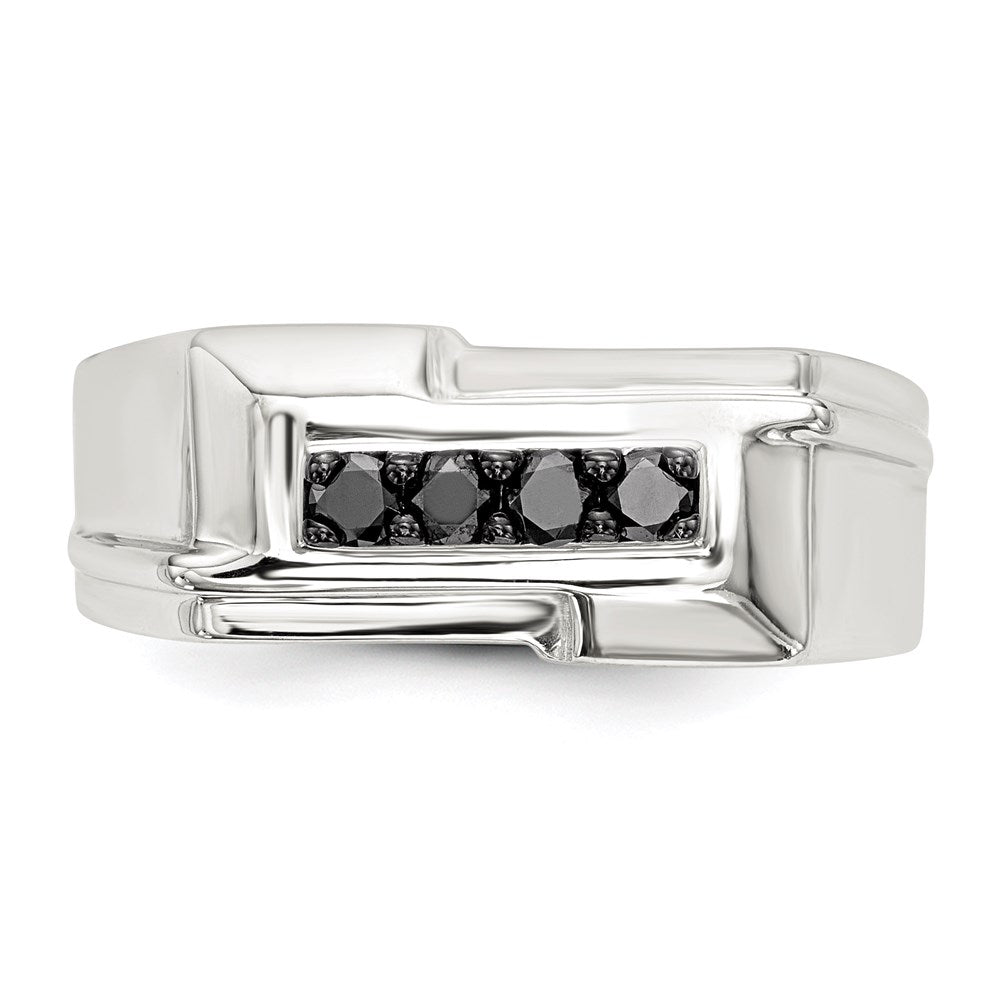 Sterlingsilber Rhodiniert Herren Schwarz Diamant Poliert Ring