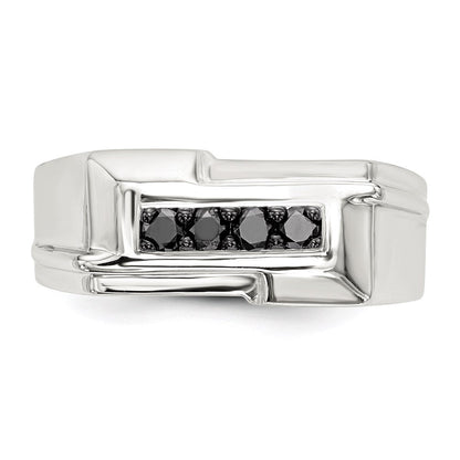 Sterlingsilber Rhodiniert Herren Schwarz Diamant Poliert Ring