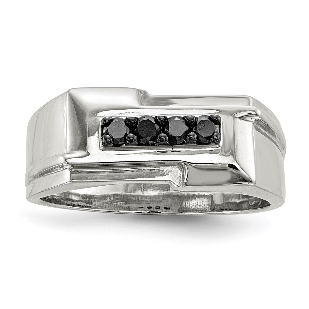Sterlingsilber Rhodiniert Herren Schwarz Diamant Poliert Ring