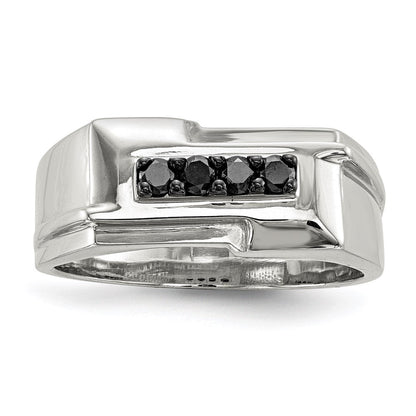 Sterlingsilber Rhodiniert Herren Schwarz Diamant Poliert Ring